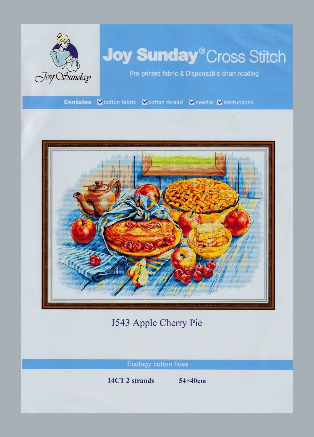 Набор для вышивания по нанесённой на канву схеме "Apple Cherry Pie". AIDA 14CT printed 54*40 см Joy Sunday (313614289)