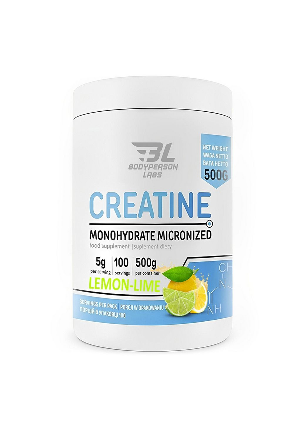 Креатин Labs Creatine Monohydrate, 500 грамм Лимон-лайм Bodyperson Labs (293338823)