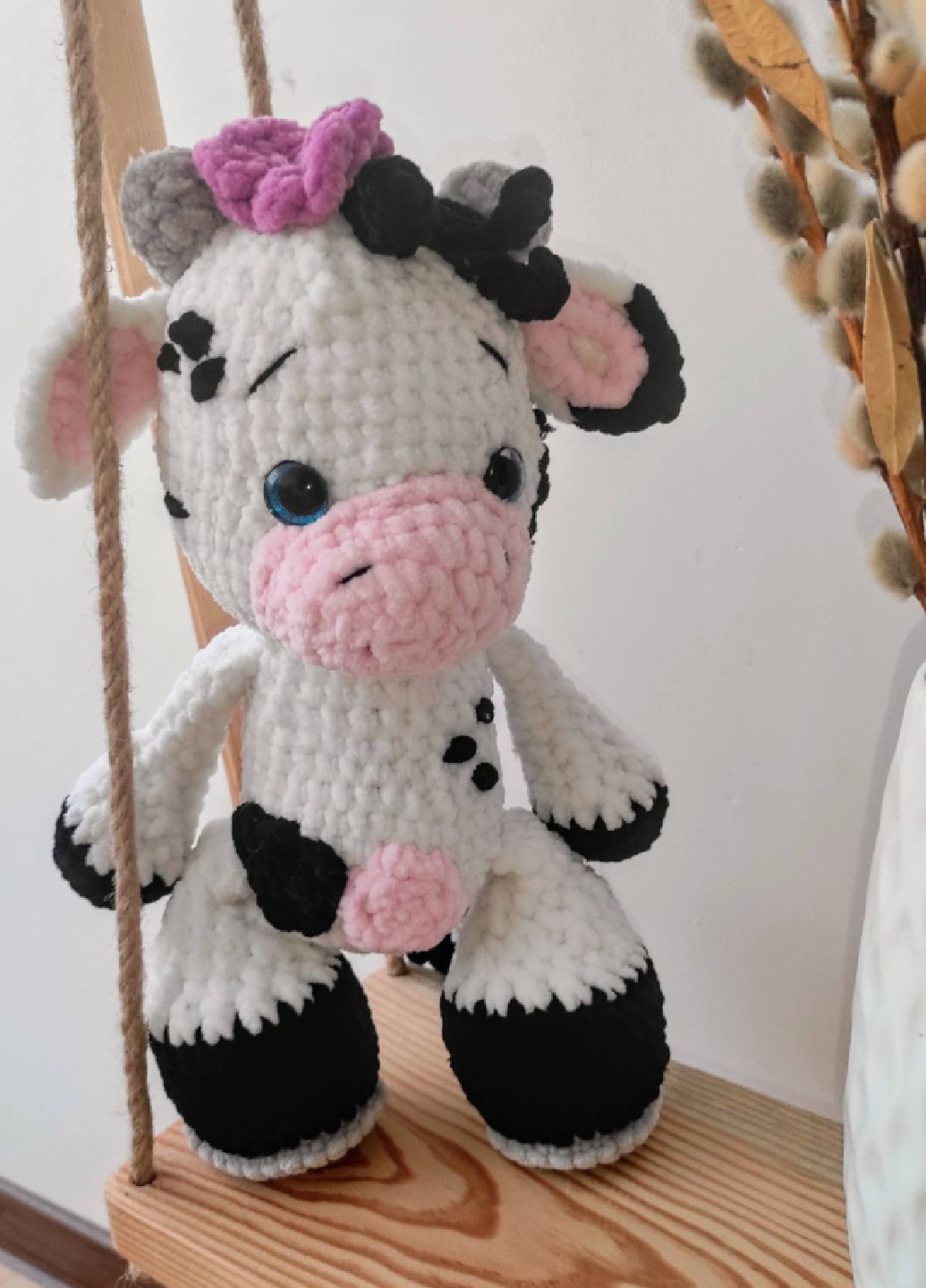 Вязаная корова, мягкая игрушка, декор для дома, подарок Handmade (301221494)
