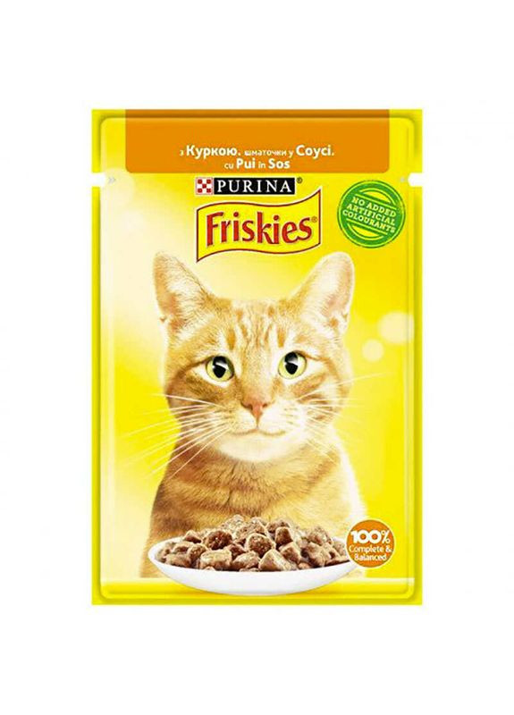 Консервований корм з куркою в соусі для котів Adult Chicken 85 г (7613036965262) Purina Friskies (327366204)
