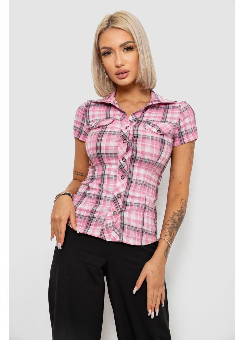 Розовая рубашка женская в клетку,, 230r065 Ager