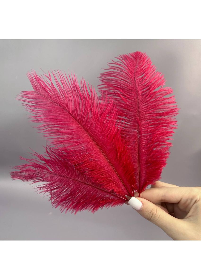 5 шт - перья страуса для рукоделия 13-18 см - бордо Plus-plus (354798367)