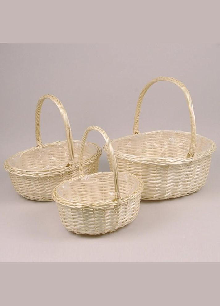 Комплект вибілених кошиків з лози 3 шт. 45621 Flora (342111752)