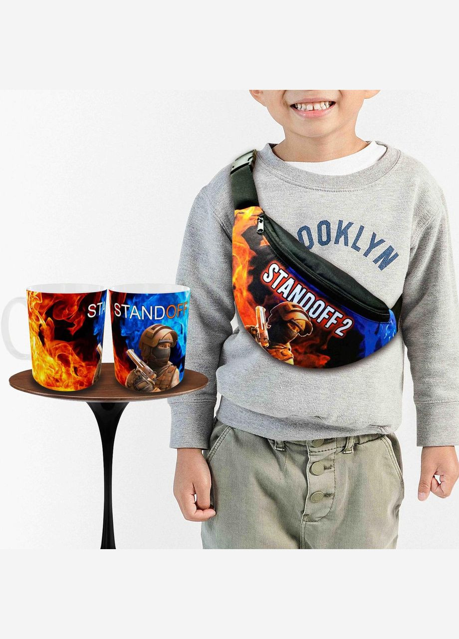 Набір: дитяча сумка-бананка+кружка Стендофф2 "Standoff 2" 32х15см, бананка для хлопчика через плече на подарунок (0344) No Brand (319760224)