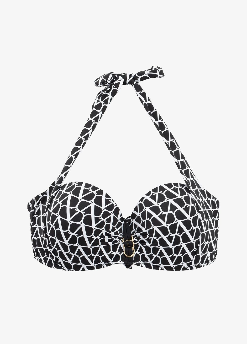 Чорно-білий демісезонний купальник з візерунком верх жіночий 25173-k shop (2000990925800) On me