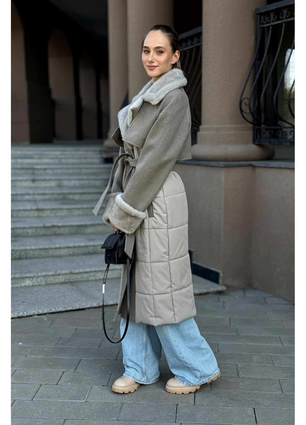 Кофейное демисезонное Пальто MN