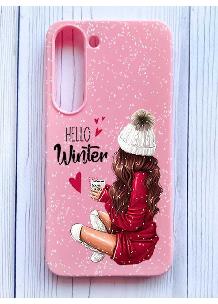 Матовий рожевий чохол на Samsung Galaxy S23 Привіт, зима (принт 138) Creative (362969286)
