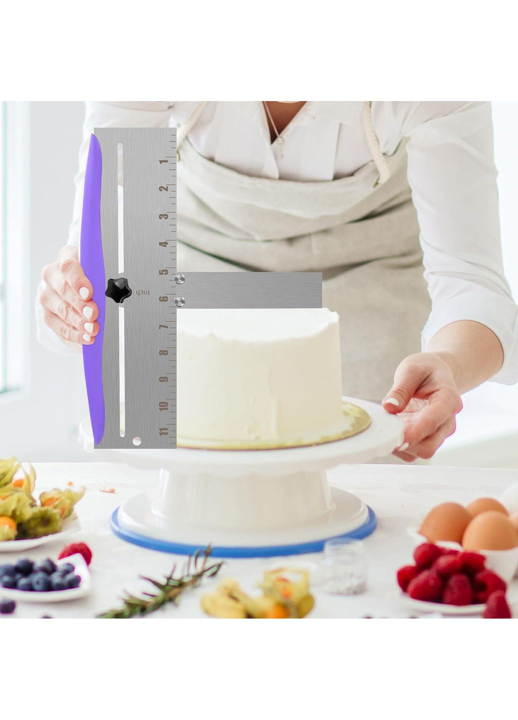 Шпатель різак для тіста з нержавіючої сталі дільник тіста кулінарний з лінійкою 30 см з регулюванням розміру Kitchen Master (285896780)