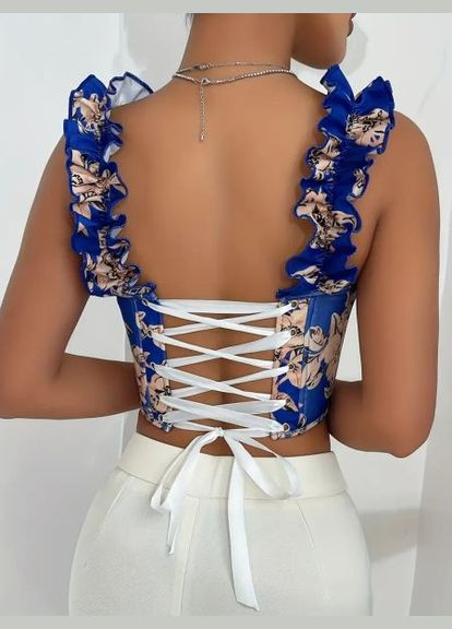 Корсет с цветочным принтом рюшами и поддержкой 522 No Brand (350886162)