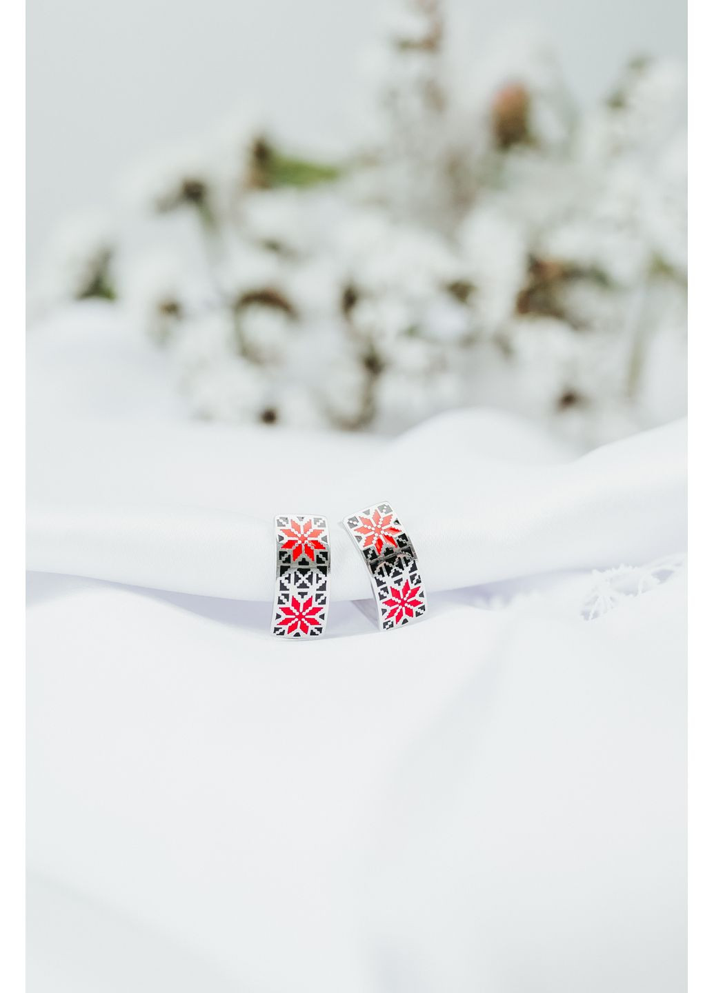 Серьги серебряные с эмалью Вышиванка красная А046скч No Brand (334728974)