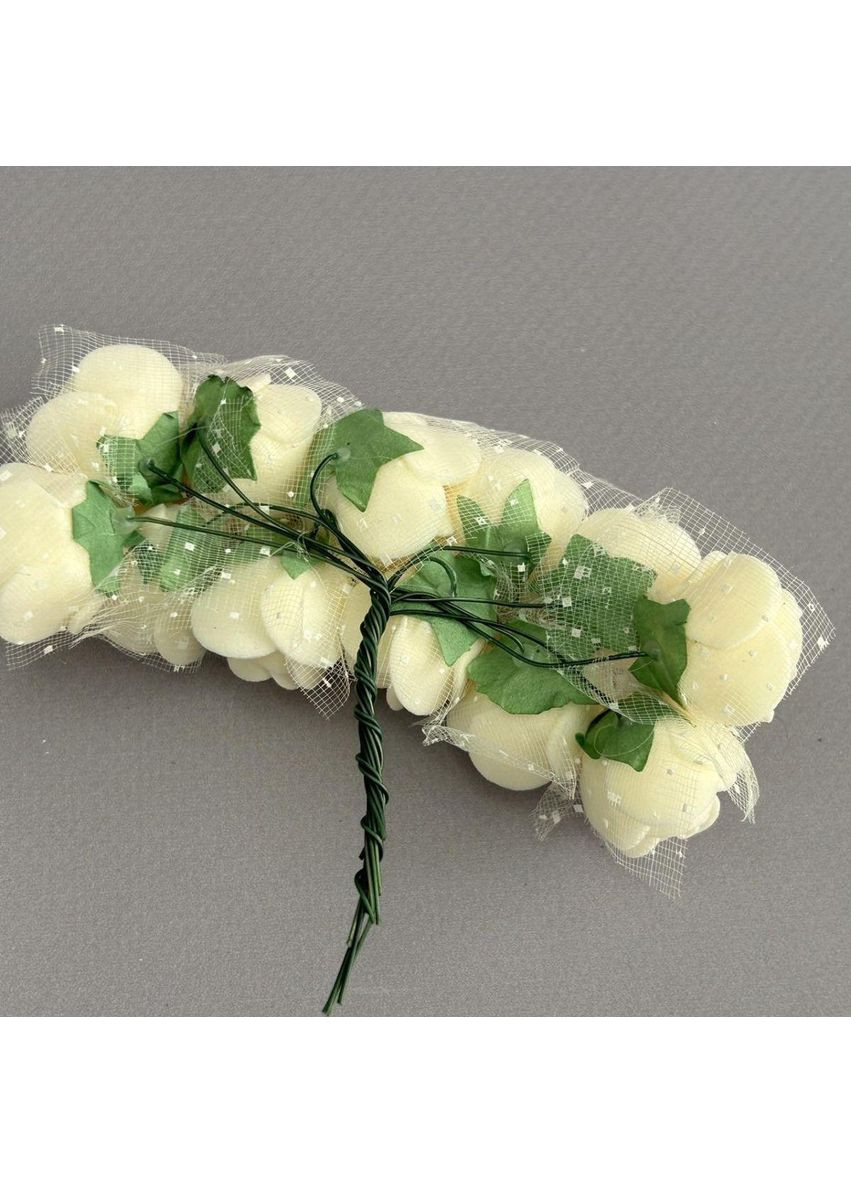 Трояндочки з фатином з фоамірану (144шт) Айворі з розовинкою Plus-plus (352745819)