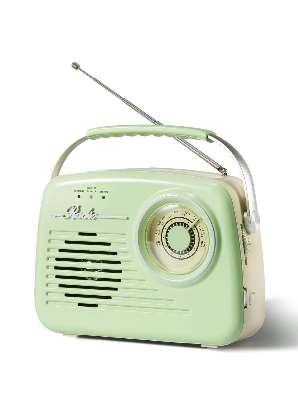 Портативное радио в стиле ретро с аккумулятором, Bluetooth, AM/FM Light Green No Brand (365721584)
