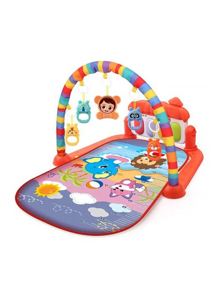 Дитячий розвивальний інтерактивний килимок YRB 116-32 Red музичне піаніно з дугою і брязкальцями 9 шт. Lesko (352012820)