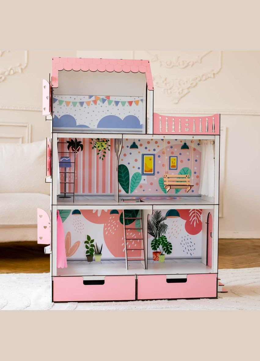 Кукольный домик для Барби Люкс розовый (kdb005) NestWood (303632987)