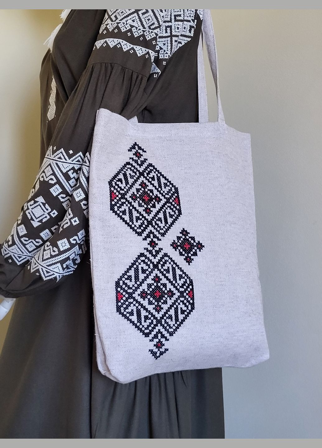 Торбинка для покупок (шопер) з ручною вишивкою "Класична"розміром 400*330 Hand Made (317573439)