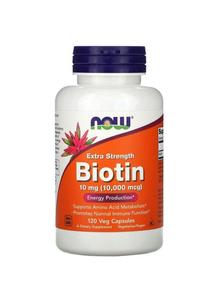 , біотин із посиленою дією, 10 мг (10 000 мкг),120 вегетаріанських капсул Now Foods (315409051)
