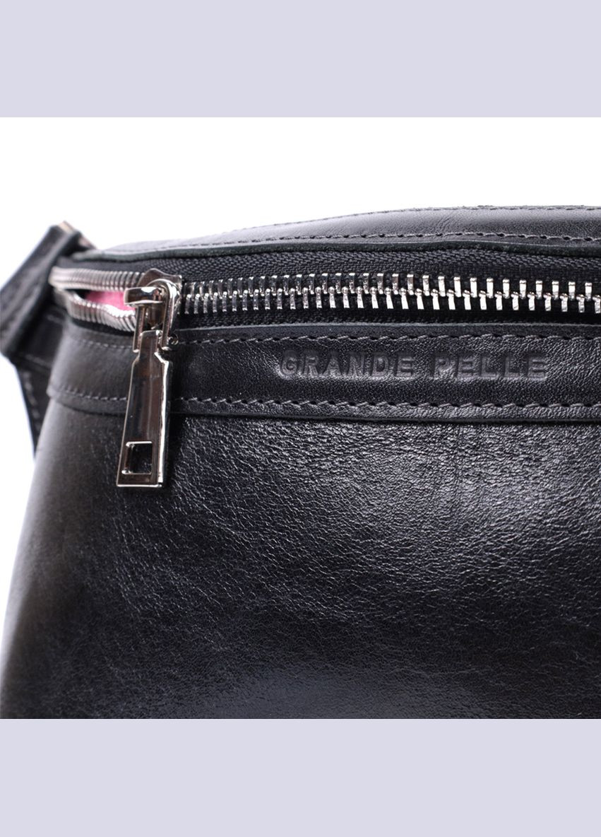 Шкіряна поясна сумка унісекс GRANDE PELLE через плече з кишенею чорна (sku_22813) No Brand (328922784)