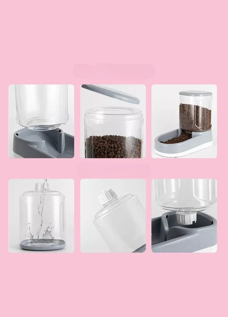 Кормушка и поилка для кошек и собак 2 x 3.5L, комплект Серый Hoopet (299915291)