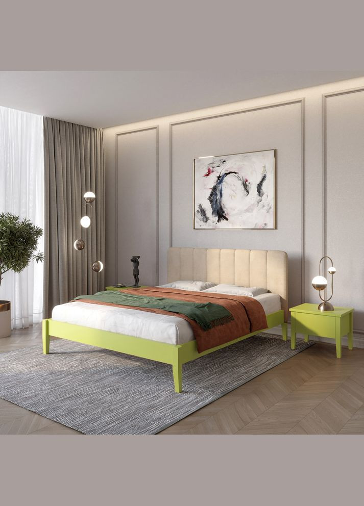 Односпальная деревянная кровать Лондон ДК (S3050G70Y)/Аляска 23 (Бежевый) Б1 90х190 см (MBG-6504) Mebigrand (366084187)