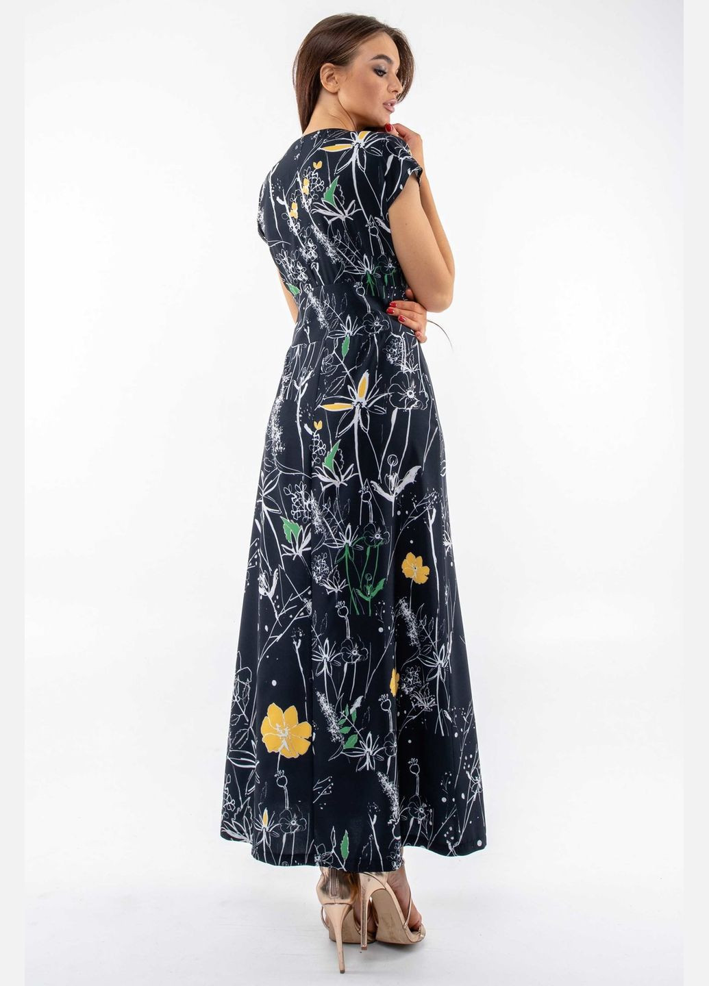 Черное повседневный женское платье с запахом и углубленной v-горловиной (вл 1220) RiMari