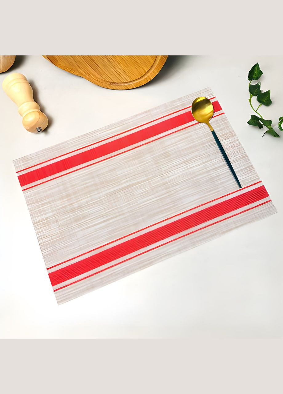 Серветка-підкладка під тарілку на стіл 30х45см Червона смуга (5-Б) Hell (303212181)