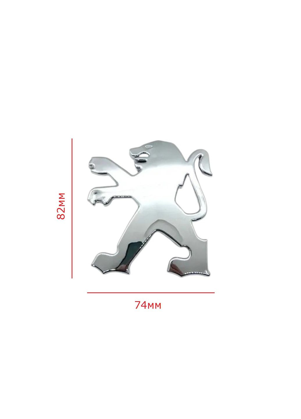 Емблема хром 74х82 мм (на скотчі) 14010341VD Peugeot (369611849)