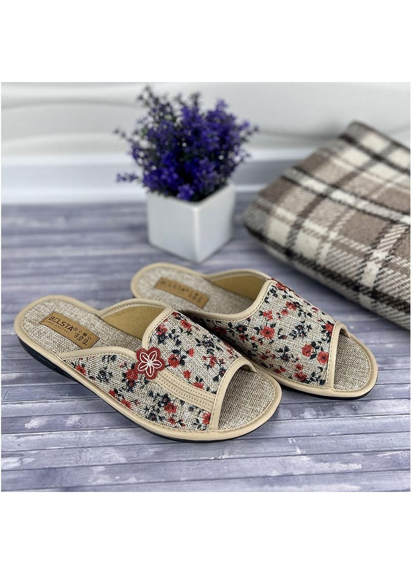 Бежевые кiмнатнi тапочки жiночi belsta е-00166 коричневi No Brand