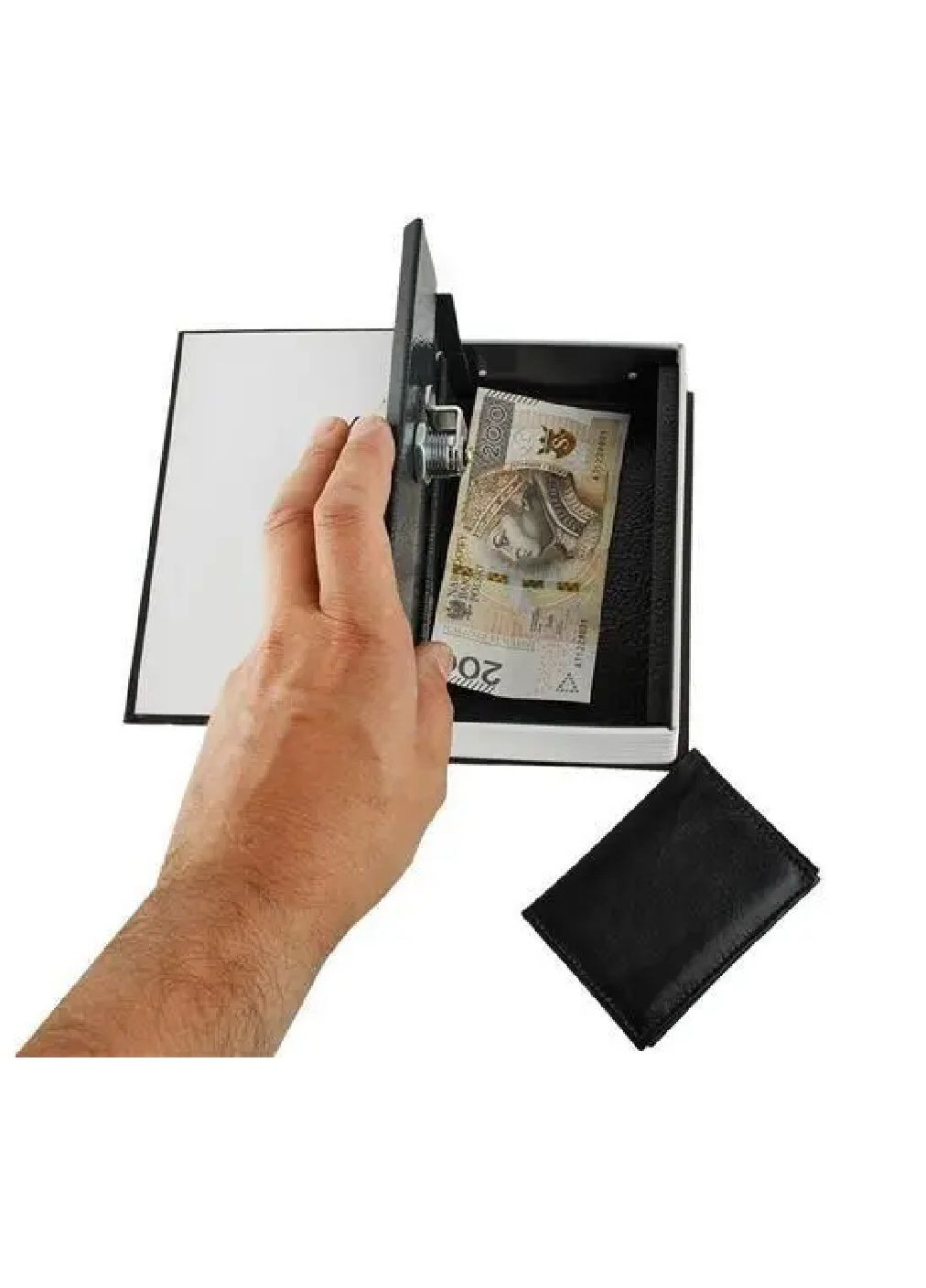 Металлический сейф кэшбокс мини книга ящик кейс бокс короб для денег с ключом 18х11,5х5,6 см (476432-Prob) Черный Unbranded (282595852)