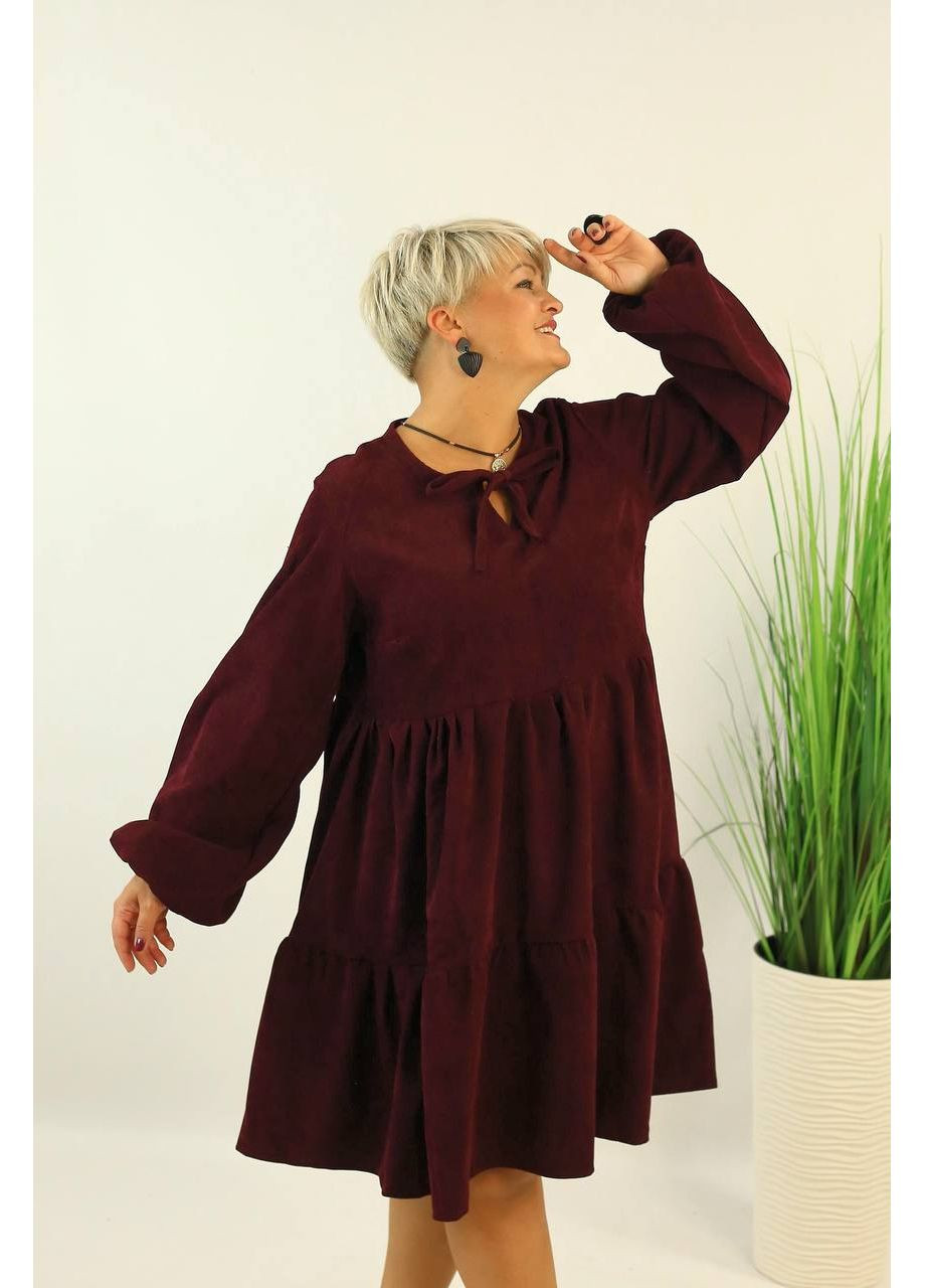 Бордова повсякденний, кежуал, ділова жіноча сукня великих розмірів Style Point однотонна