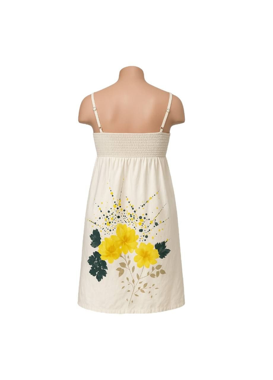 Белое повседневный платье бело-жёлтый Traffic People с абстрактным узором