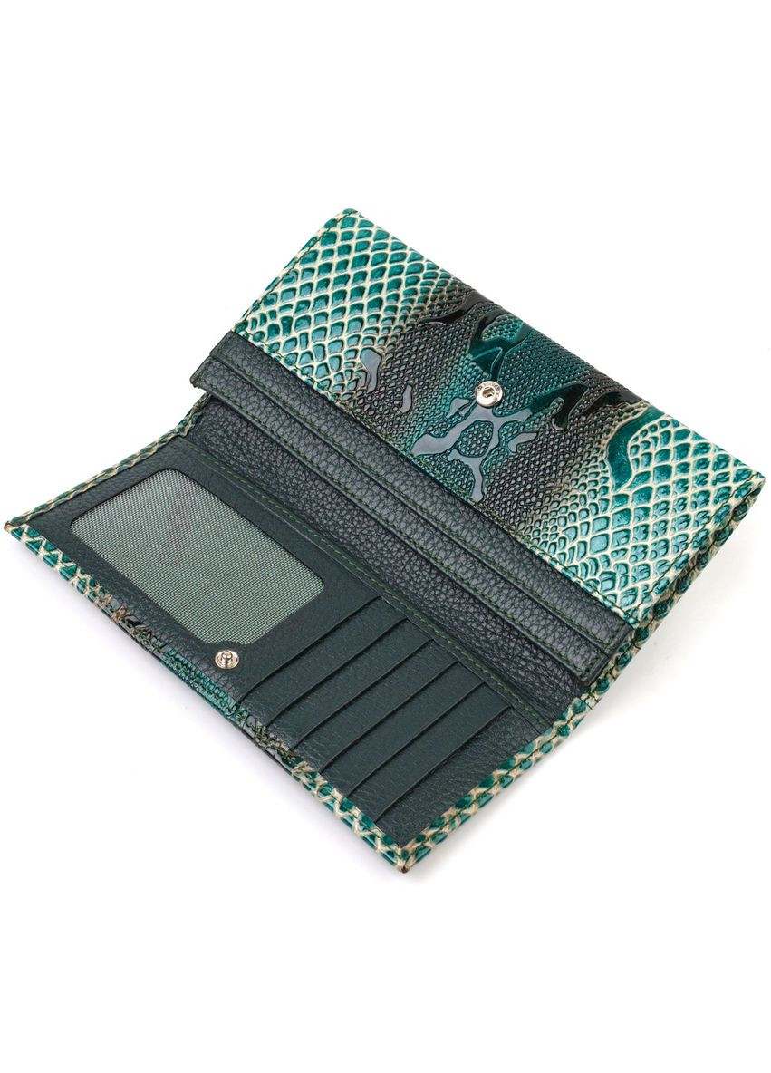 Лакированный кошелек для женщин из натуральной фактурной кожи с тиснением под рептилию 21824 Canpellini (317565208)