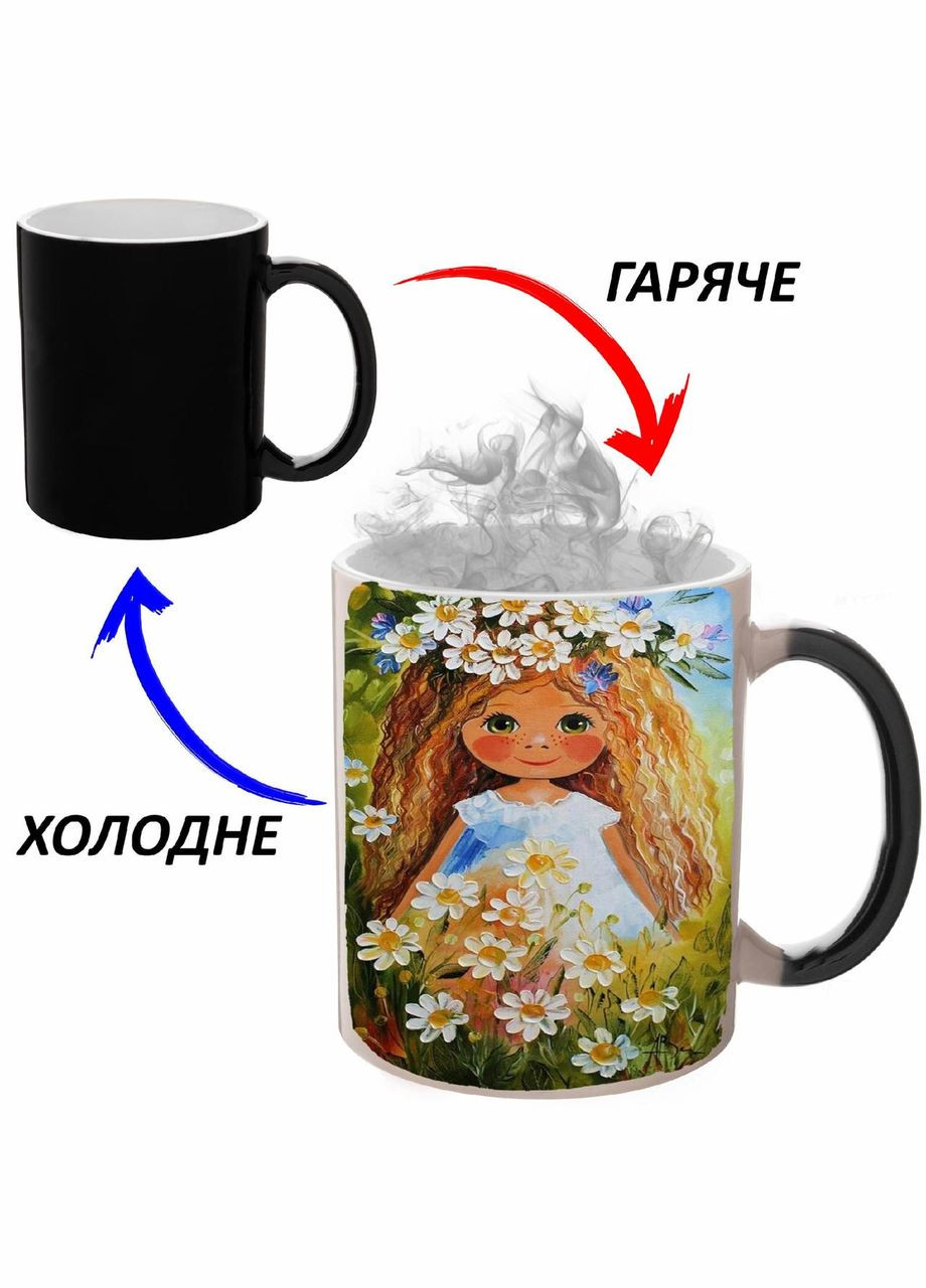 Чашка хамелон (кухоль, горнятко) із дитячим малюнком #211 Чорна 330 мл No Brand (323471469)