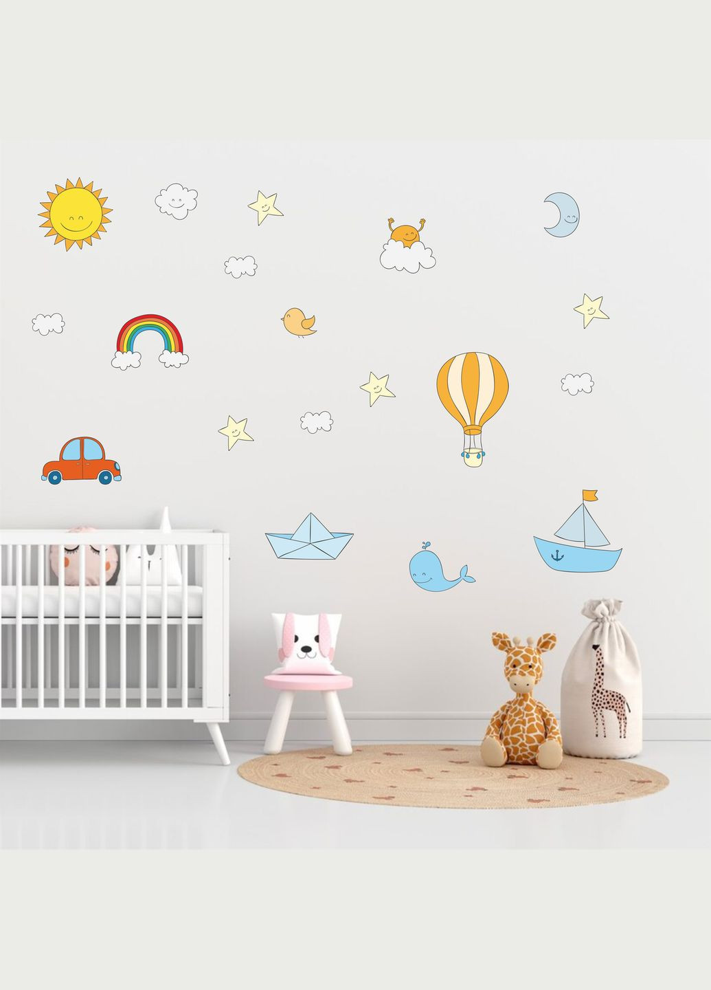 Виниловая интерьерная на стену, обои и другие поверхности "Игрушки Солнце Радуга Луна" Кавун наклейка (316190173)