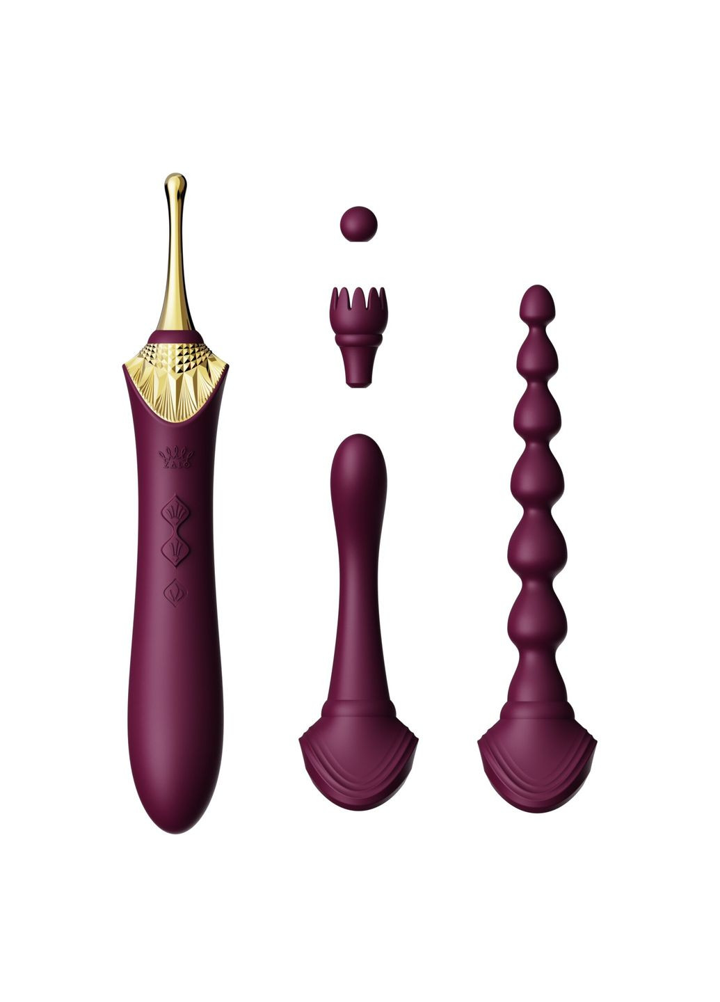 Мультифункціональний вібратор — Bess 2 Velvet Purple, 4 насадки, підігрів Zalo (335391277)