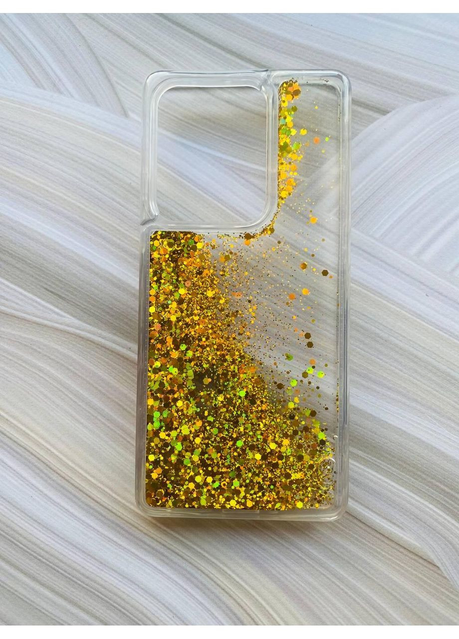 Силіконовий чохол з плаваючими блискітками на Xiaomi Redmi Note 13 Pro 4G Золотий Creative (360689138)