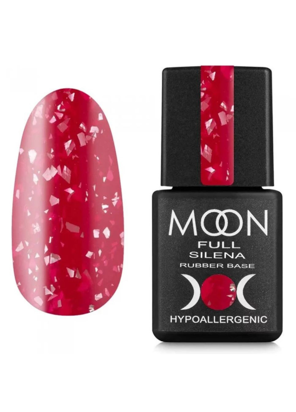 База для гель лака Full Silena №2038 красно-ягодная с серебрянной поталью 8 мл Moon Бази_SILENA (322895186)