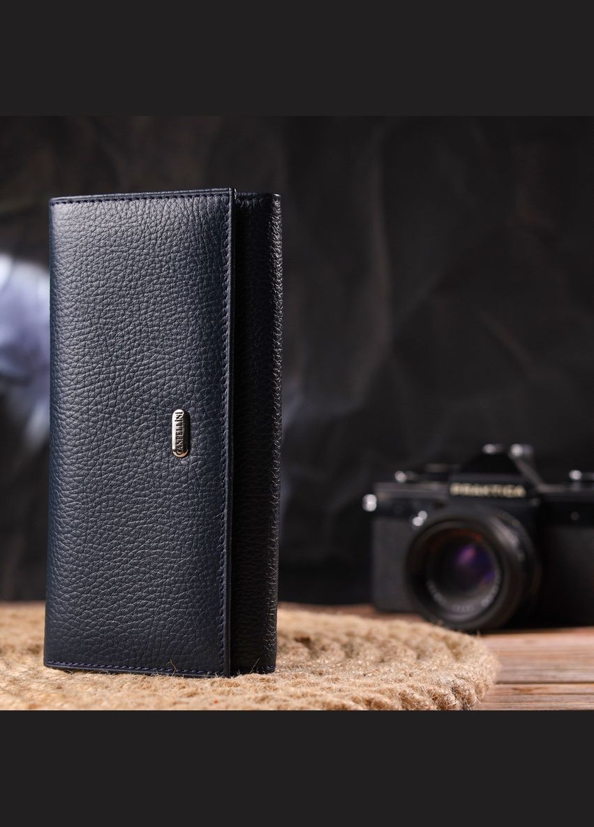 Женский кошелек из зернистой кожи с монетницей и отделениями для карт синий (sku_21659) No Brand (328218364)