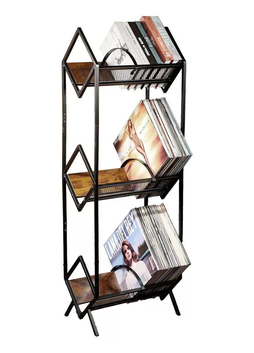 Стеллаж подставка трехуровневая для хранения виниловых пластинок и книг 119,4х43,2х28 см SP-100-5 No Brand (366303617)