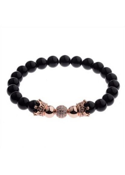 Браслет Crown з короною з шунгита вулканічного каменю чорний No Brand (340275789)