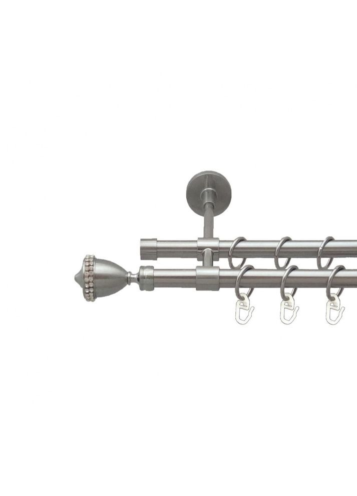 Карниз Етерния металлический двухрядный закрытый гладкая труба Нержавеющая сталь 16\16 мм 160 см (5503187) ORVIT (300799403)