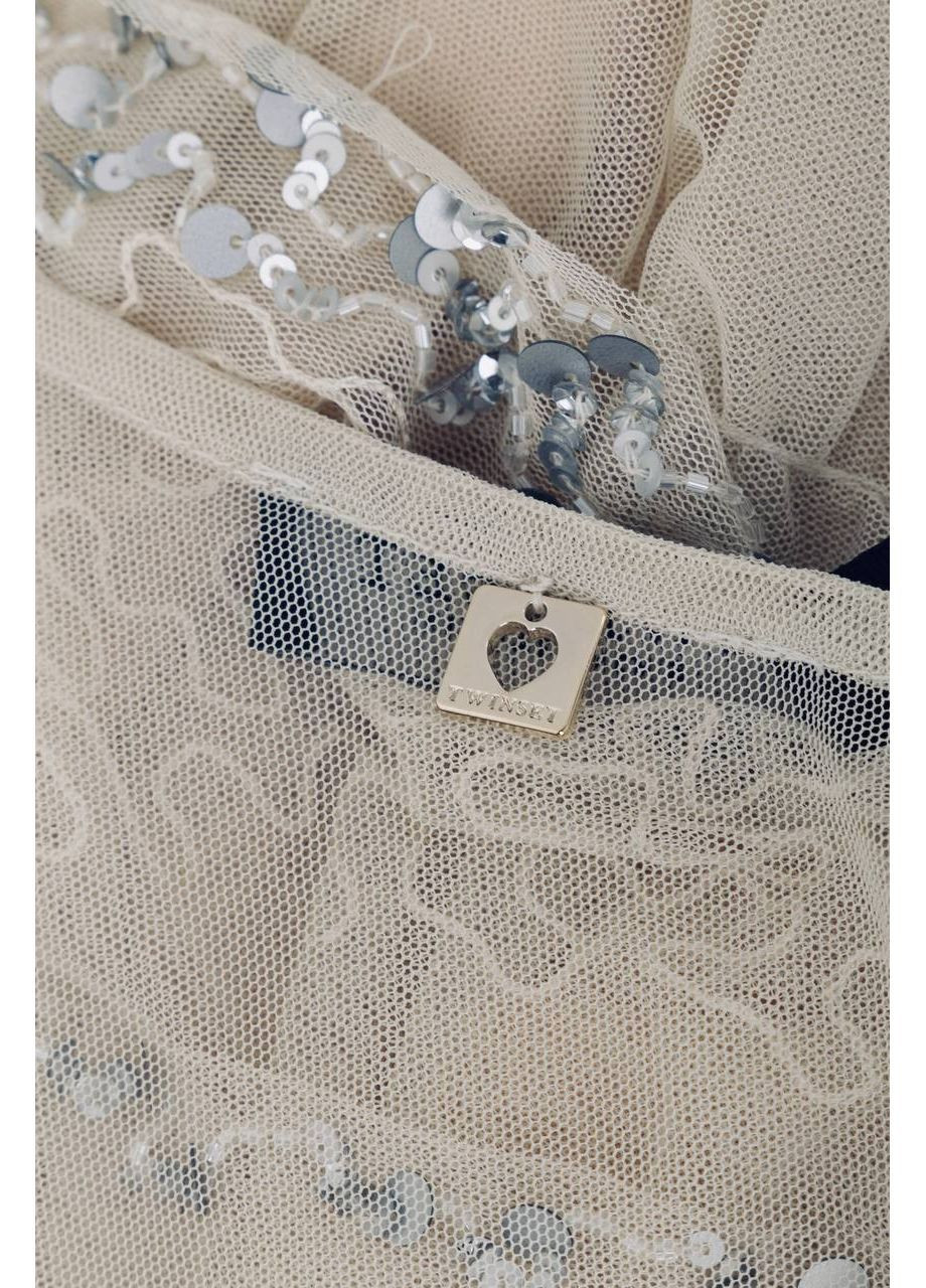 Кремовое праздничный, вечернее, коктейльное платье Twinset