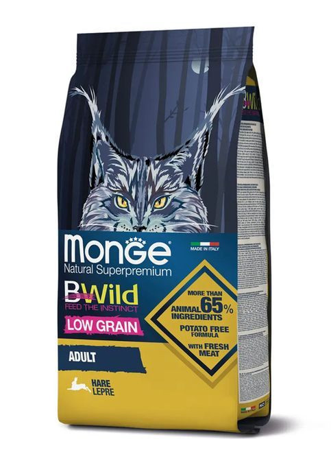 Сухий корм для котів Cat Bwild Low Grain м'ясо зайця 1,5 кг Monge (369929278)