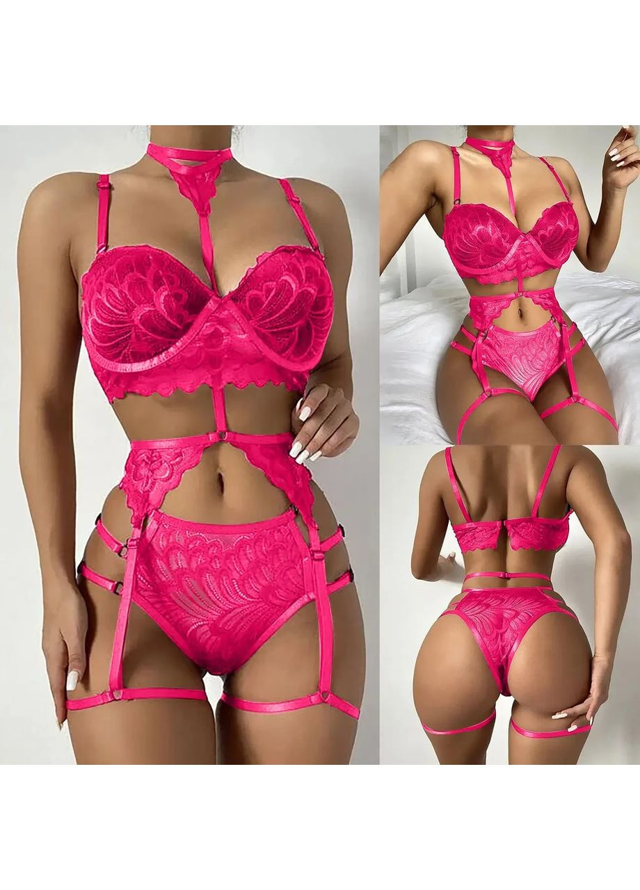 Розовый демисезонный сексуальное нижнее белье из нежного французского кружева. женский эротический комплект белья. 2xl-3xl, черный No Brand