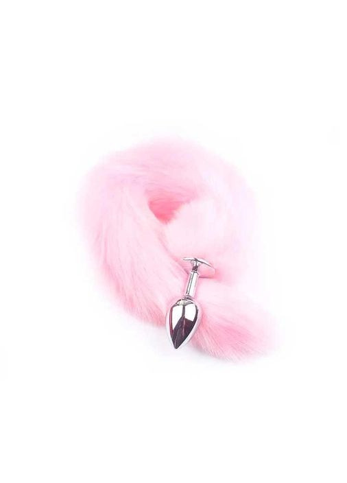 Рожева анальна пробка з лисячим хвостиком - Анальні іграшки No Brand (368893586)