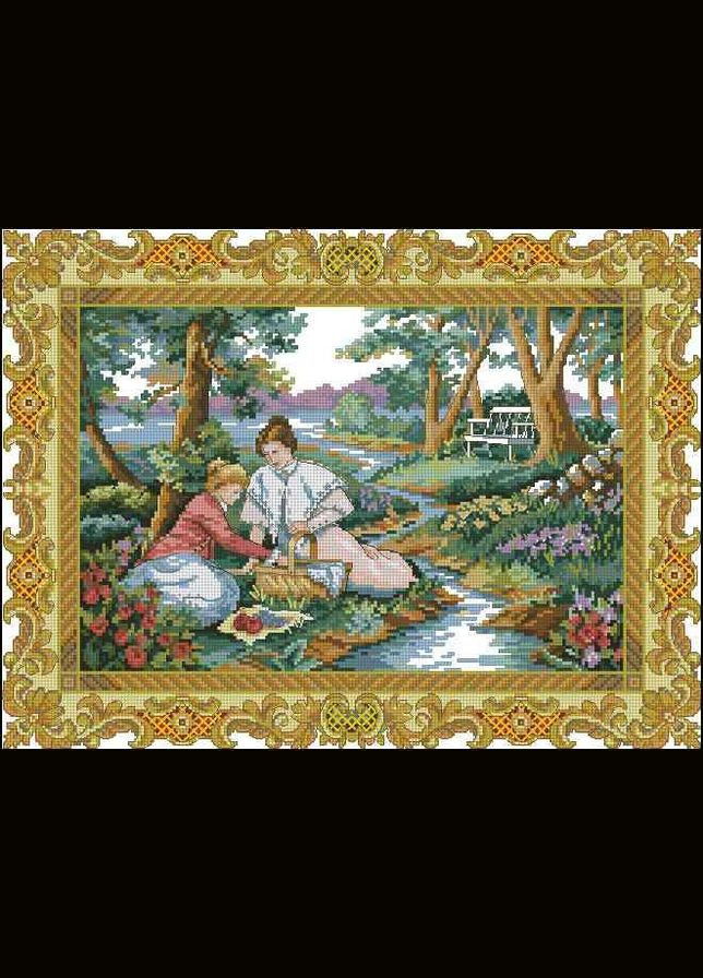 Набір для вишивання хрестиком. Розмір: 35*26 см Мирний пікнік Лоскуток (315360818)