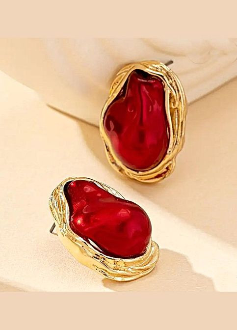 Женские сережки Большие барочные бусины Красные No Brand (334880537)