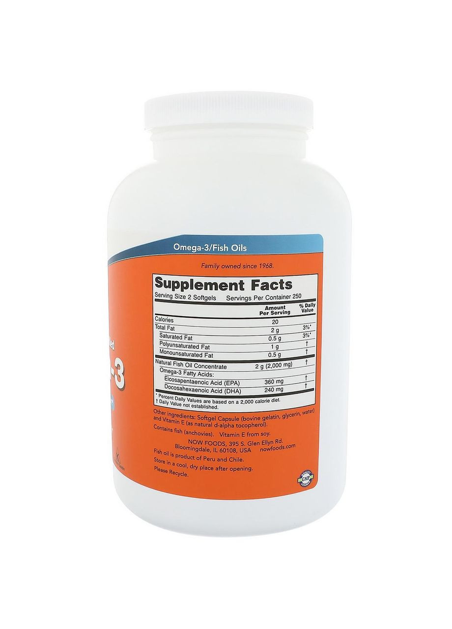 Риб’ячий жир з омега-3, 1000 мг,, 500 капсул Now Foods (364312920)