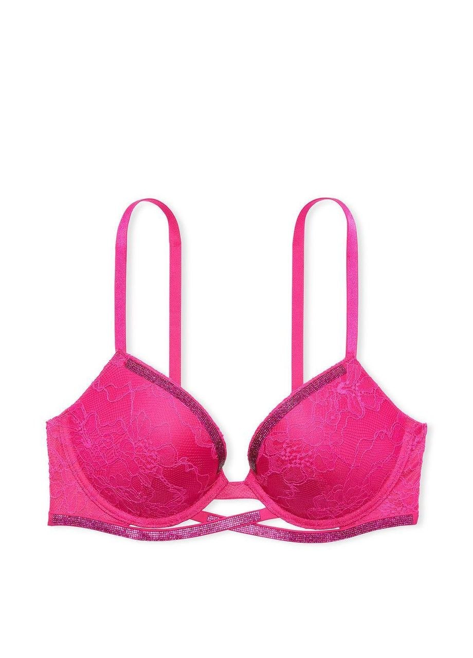 Розовый бюстгальтер shine cradle lace push-up Victoria's Secret полиамид