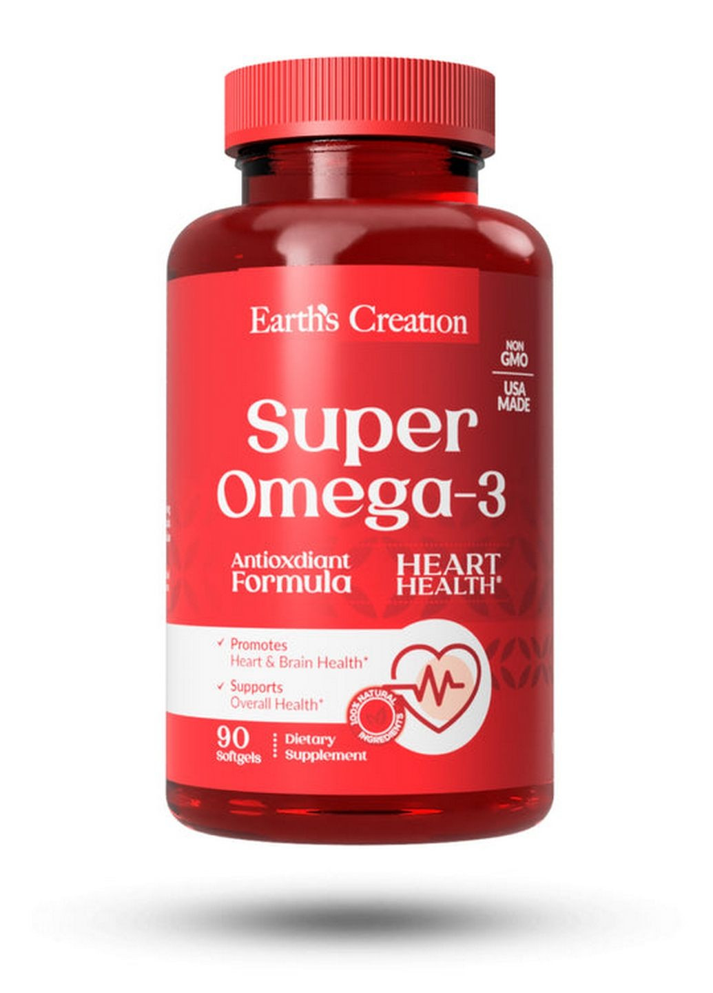 Жирні кислоти Super Omega-3 1000 mg, 90 капсул Earth's Creation (293342089)
