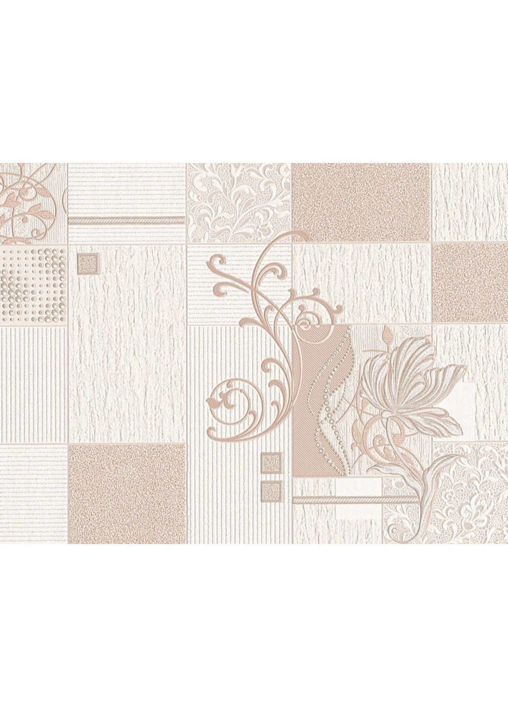 Шпалери вінілові 10 × 0.53 м 5779-01, бежеві з квітковим орнаментом і геометрією для кухні, коридору, вітальні, спальні Слов'янські шпалери (340275450)